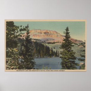 Den röda logen, MT - beskåda av Beartooth sjön & Poster