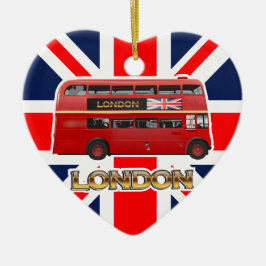 Den röda London dubbla däckarebussen Julgransprydnad Keramik