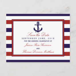 Den röda & marina nautiska ankaret bröllopssamling meddelande vykort