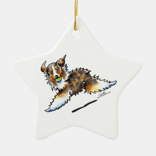 Den röda Merle australian shepherd låter lek Julgransprydnad Keramik