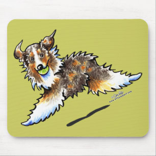Den röda Merle australian shepherd låter lek Musmatta