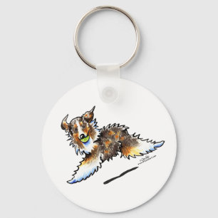Den röda Merle australian shepherd låter lek Nyckelring