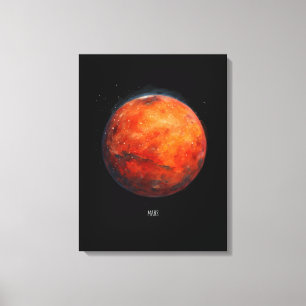 Den röda planeten: Mars Watercolor Canvastryck