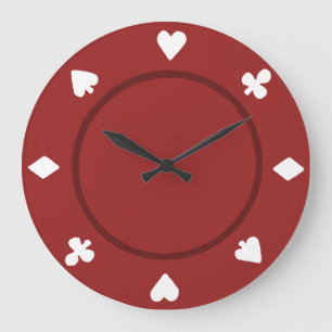 Den röda pokerchipen tar tid på stor klocka