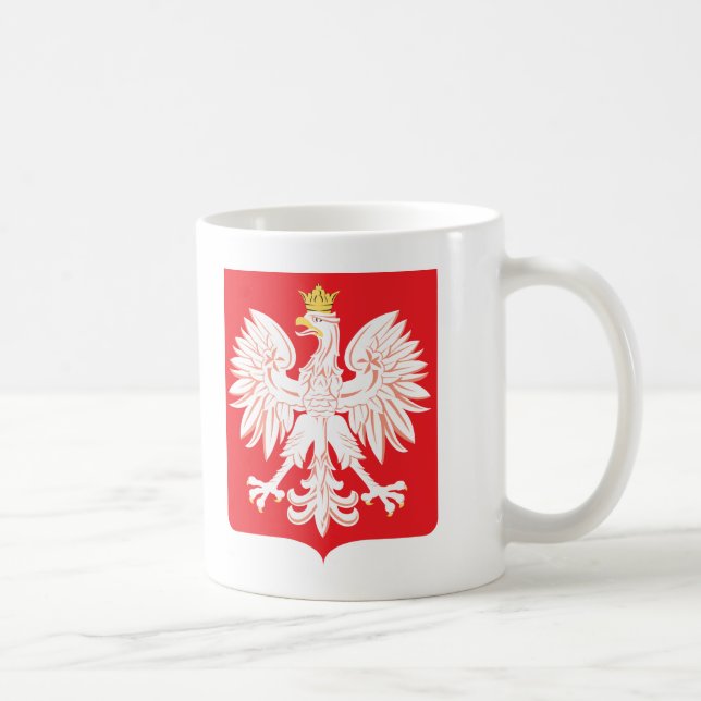 Den röda polska örnen skyddar kaffemugg (Höger)