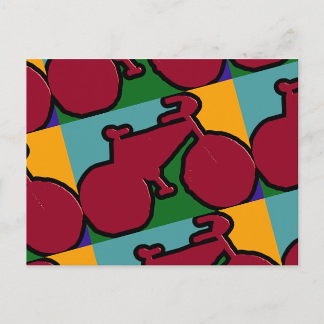 Den röda popcykelsilhouette vykort (Framsida)