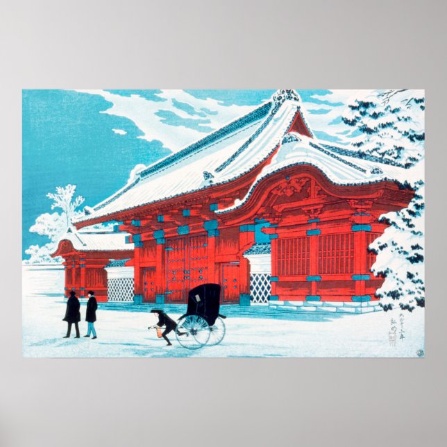 Den röda porten Hongo i snö (1926) - Shotei Poster (Framsidan)
