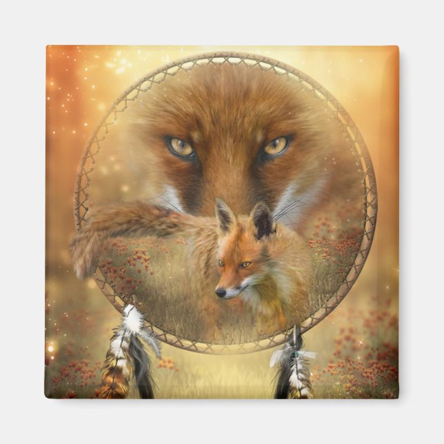 Den röda rävbilsgarnet magnet (Framsidan)