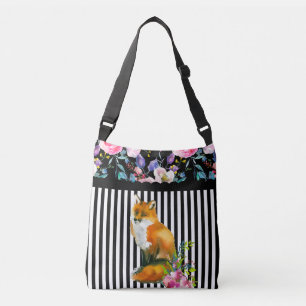 Den röda rävblommigten & randen Crossbody hänge Axelväska