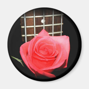 Den röda rosa ros mot fem stränger den bas- magnet