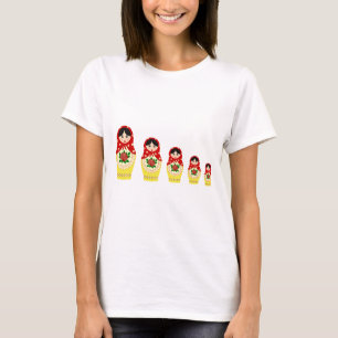 Den röda ryssmatryoshkaen som bygga bo dockor t shirt
