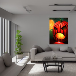 Den röda Scary Pumpkin | AI Art Poster