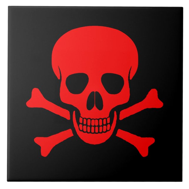 Den röda skallen & Crossbones belägger med tegel Kakelplatta (Framsidan)