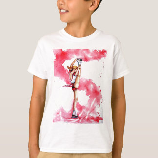 Den röda skridskoåkningen görar strimmig tee shirt