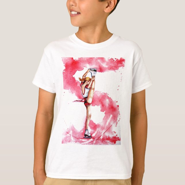 Den röda skridskoåkningen görar strimmig tee shirt (Framsida)