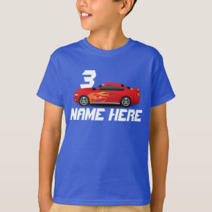 Den röda sportbilen flammar T-tröja för T-shirt
