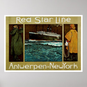 Den röda stjärnan fodrar ~ Antwerpen= New York Poster