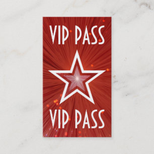 Den röda stjärnan "VIP PASSERAR" röd baksida för Visitkort