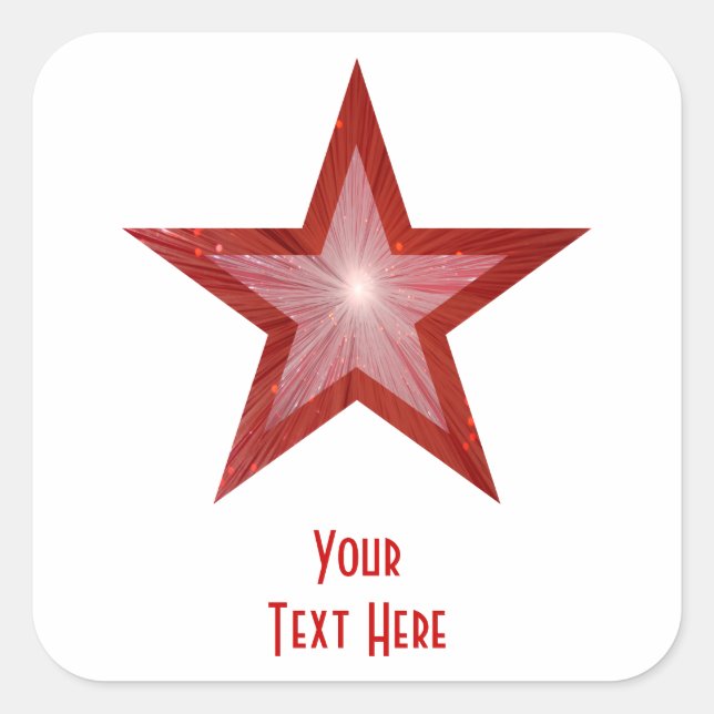 Den röda stjärnans "Din text"-kvadratiska etikett  (Framsida)