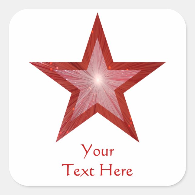 Den röda stjärnans "Din text"-kvadratiska etikett  (Framsida)