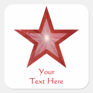 Den röda stjärnans "Din text"-kvadratiska etikett 