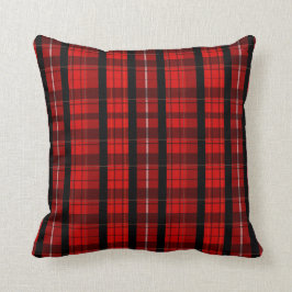 Den röda & svart skotska tartan-/plädhelgdag kudde