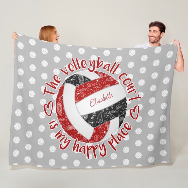 Den röda svarta boho volleyball-domstolen är min l fleecefilt (På plats)
