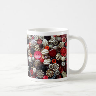 Den röda svarten och silver knäppas Collage Kaffemugg