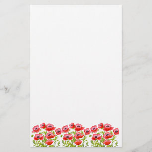 Den röda trädgårds- vallmon blommar brevpapper