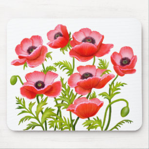 Den röda trädgårds- vallmon blommar Mousepad Musmatta