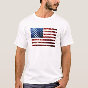 Den röda USA flaggan & blått sparkles glitter Tee Shirt