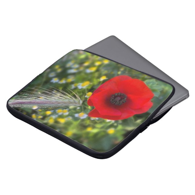 Den röda vallmo laptop fodral (Framsida topp)