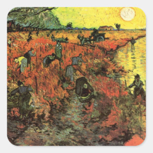 Den röda vingården av Vincent van Gogh Fyrkantigt Klistermärke