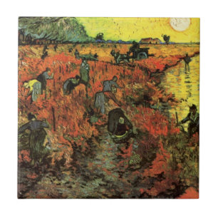 Den röda vingården av Vincent van Gogh Kakelplatta