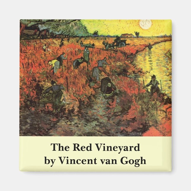 Den röda vingården av Vincent van Gogh Magnet (Framsidan)