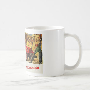Den röda vintagefint driver vagn kaffemugg