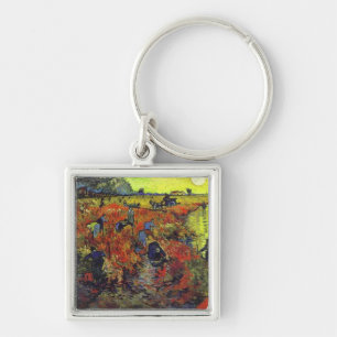 Den röda Vinyarden av Vincent Van Gogh Fyrkantig Silverfärgad Nyckelring