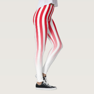 Den röda vitgodisranden bleknar mönster leggings