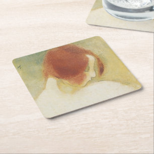 Den rödhåriga flickan, Helene Schjerfbeck Underlägg Papper Kvadrat