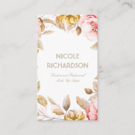 Den rodna och guld- vattenfärgen blommar visitkort