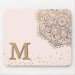 Den rodna rosa guld- mandalaen Boho Monogrammed Musmatta