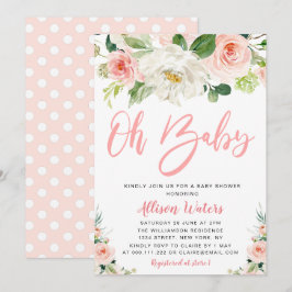 den rodna rosan blommar den blom- baby shower inbjudningar