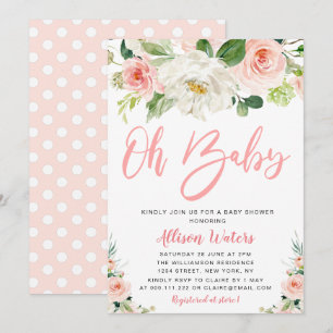 den rodna rosan blommar den blom- baby shower inbjudningar