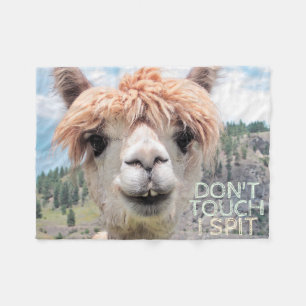 Den roliga Alpacallamaen inte handlag spottar jag Fleecefilt