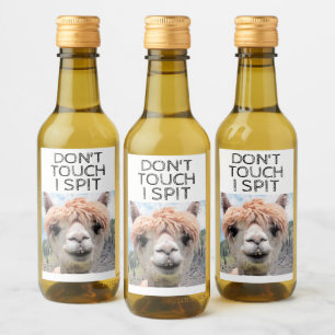 Den roliga Alpacallamaen inte handlag spottar jag Vinetikett
