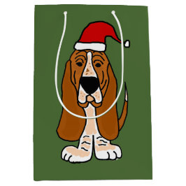 Den roliga Bassethunden i gåva för Santa hattjul