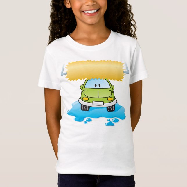 Den roliga bilen i en bil tvättar flickaT-tröja Tee Shirt (Framsida)