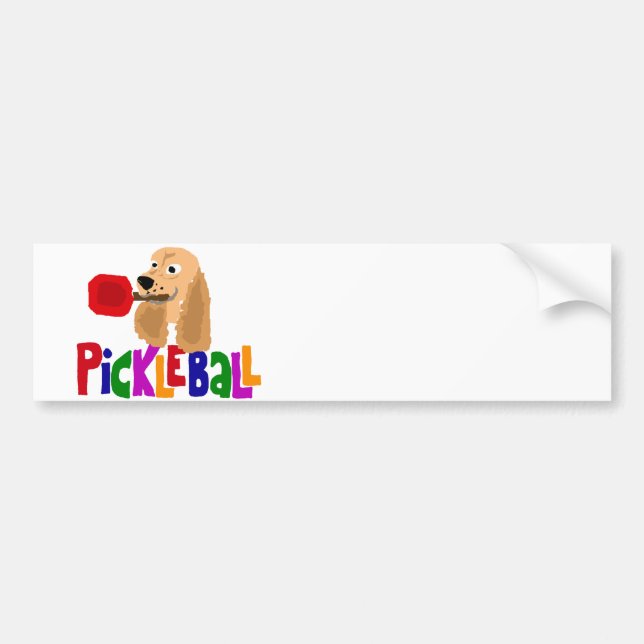 Den roliga cockerspanielspanielen med Pickleball Bildekal (Framsidan)