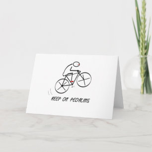 Den roliga cyklistdesignen med "håller på att kort