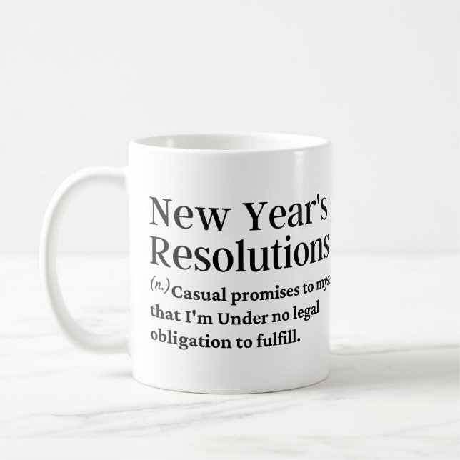 Den roliga definitionen i nyårens resolutioner kaffemugg (Vänster)